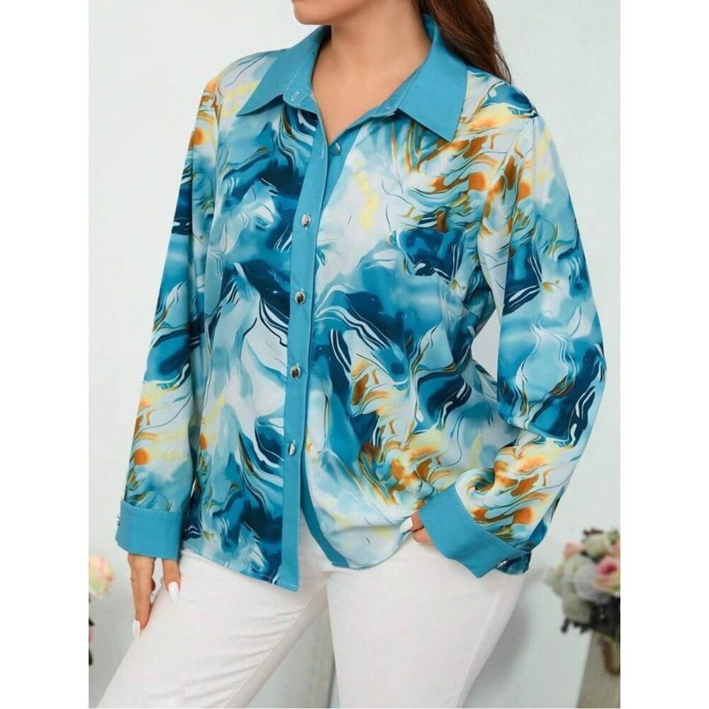Women’s SHEIN curve + Swirl Button-Down Top size (28/32) 8X
